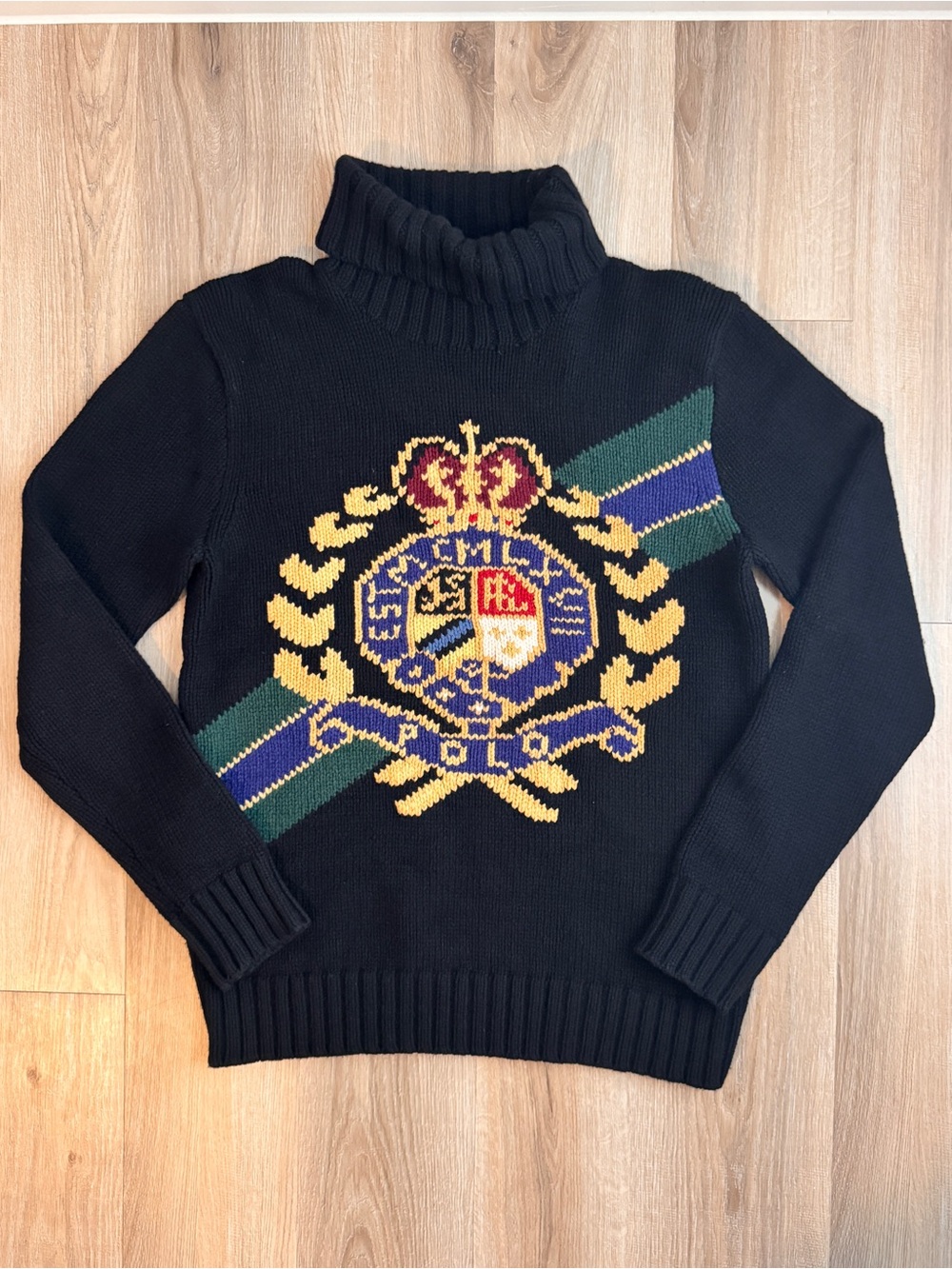 Rare Polo Ralph Lauren 92 Crest Wool Turtleneck Sweater Men’s Small Black